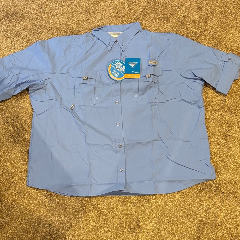 Columbia PFG Omni-Shade UPF 50 Fishing Shirt Women’s 3X Blue NWT F192